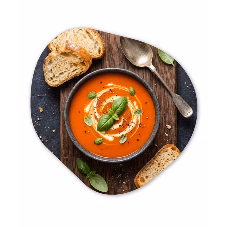 Eten - Soep - Basilicum - Rustiek - Rood Wandcirkel Organisch Forex 3mm klein -3d
