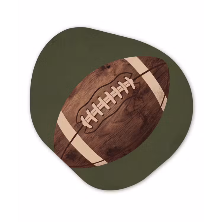 Football - Hout - Sport - Groen Wandcirkel Organisch Forex 3mm klein -3d
