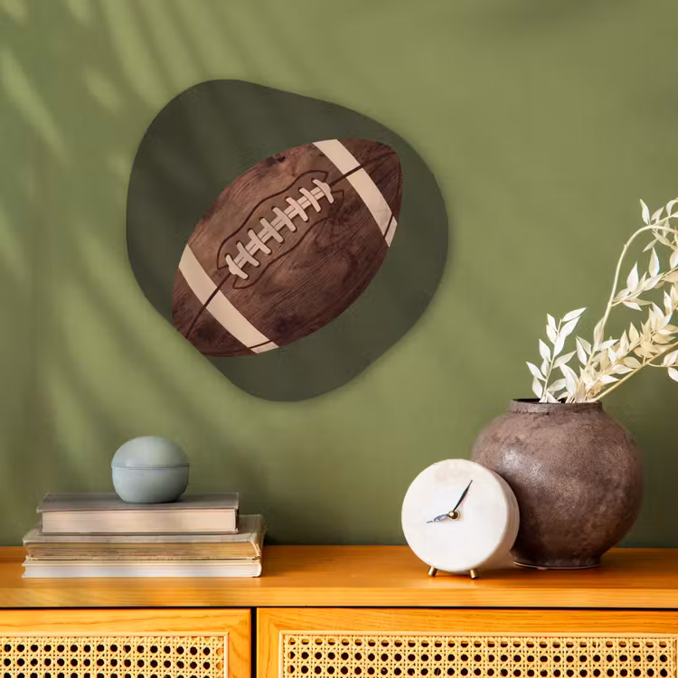 Football - Hout - Sport - Groen Wandcirkel Organisch Forex 3mm klein -sfeer2
