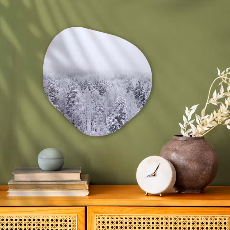 Bos - Sneeuw - Winter - Natuur - Wit Wandcirkel Organisch Forex 3mm klein -sfeer2