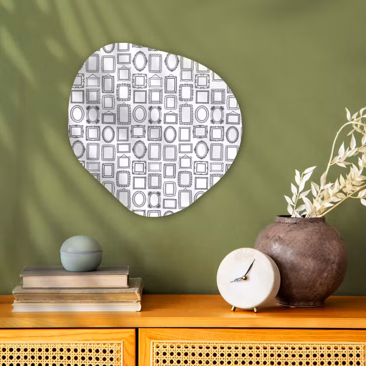 Lijsten - Patroon - Decoratie - Schets - Zwart-wit Wandcirkel Organisch Forex 3mm klein -sfeer2