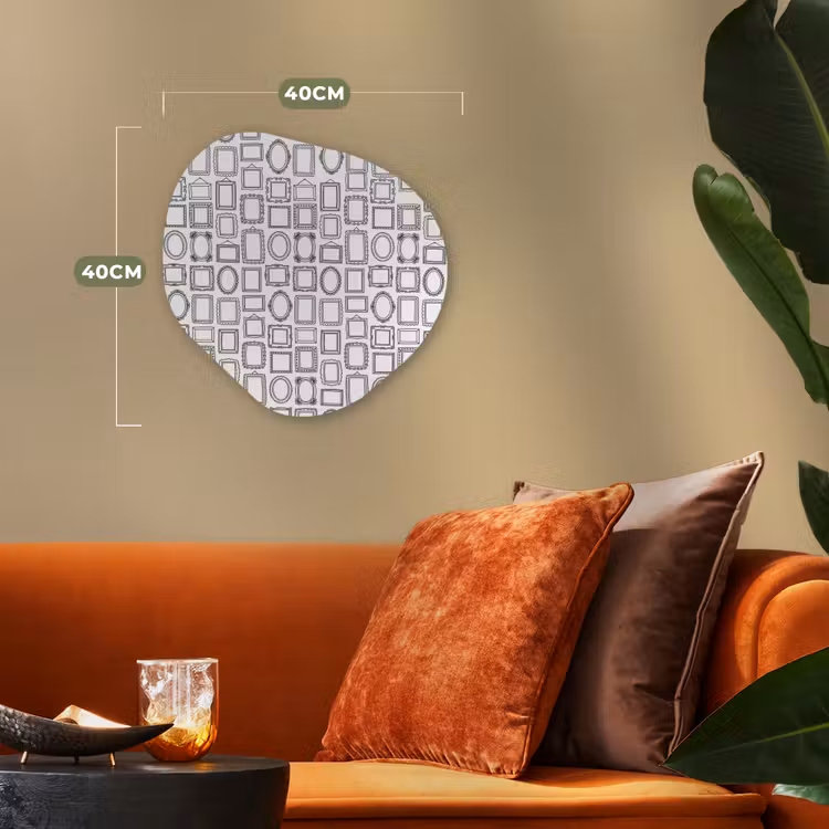 Lijsten - Patroon - Decoratie - Schets - Zwart-wit Wandcirkel Organisch Forex 3mm klein -sfeer3