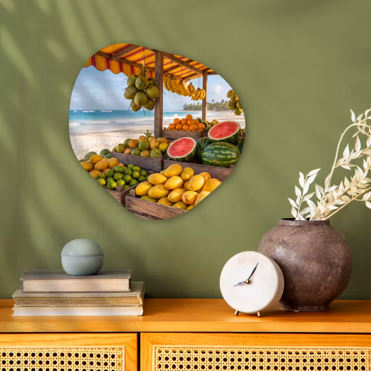 Organic - Forex - Fruit - Beach - Tropical - Fruit - Strand - Tropisch Wandcirkel Organisch Forex 3mm klein