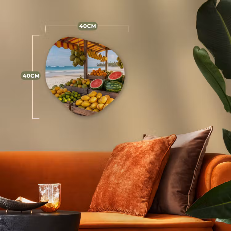 Organic - Forex - Fruit - Beach - Tropical - Fruit - Strand - Tropisch Wandcirkel Organisch Forex 3mm klein