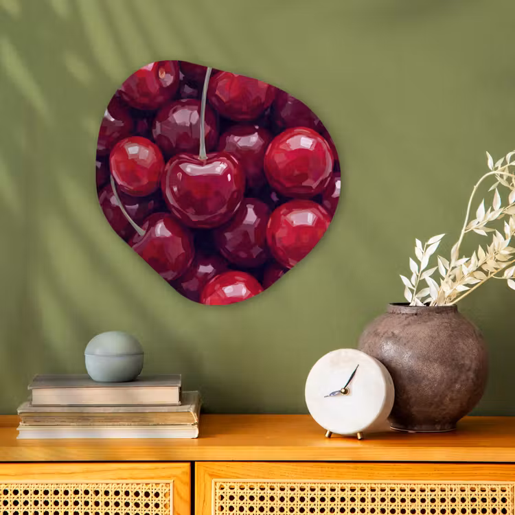 Fruit - Kersen - Eten - Modern - Rood Wandcirkel Organisch Forex 3mm klein -sfeer2
