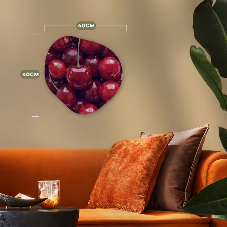 Fruit - Kersen - Eten - Modern - Rood Wandcirkel Organisch Forex 3mm klein -sfeer3