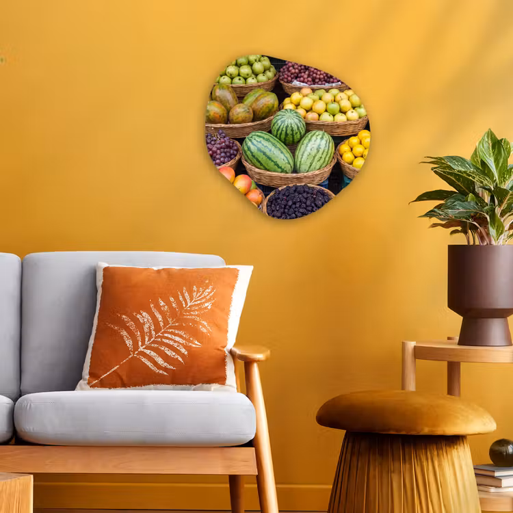 Organic - Forex - Fruit - Market - Colorful - Fruit - Markt - Kleurrijk Wandcirkel Organisch Forex 3mm klein