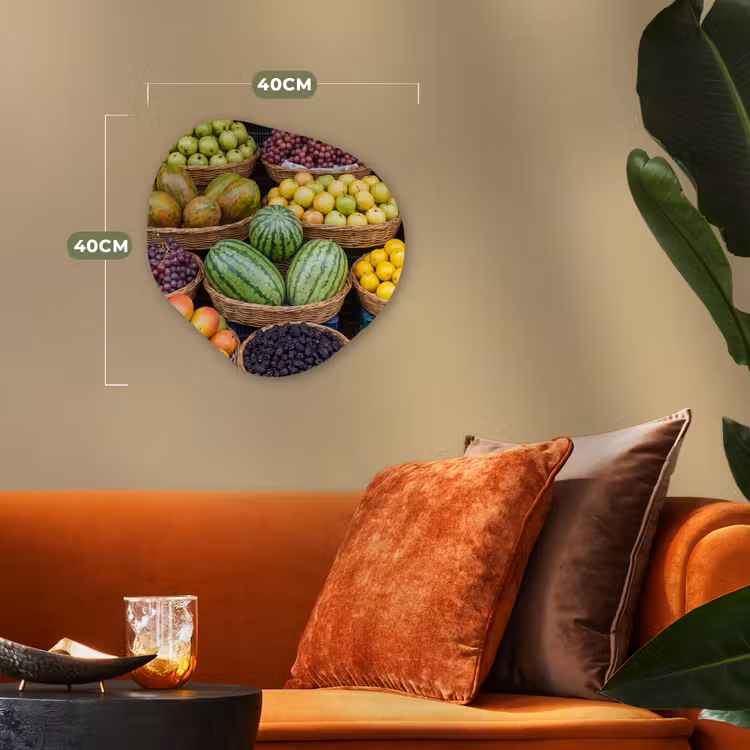 Organic - Forex - Fruit - Market - Colorful - Fruit - Markt - Kleurrijk Wandcirkel Organisch Forex 3mm klein