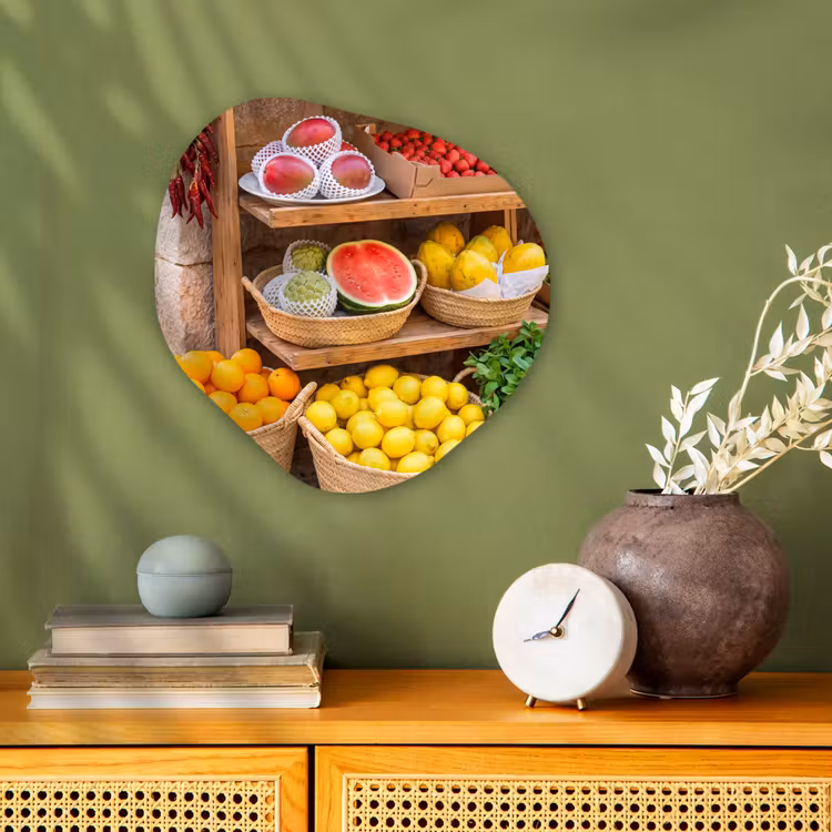 Organic - Forex - Fruit - Market - Fresh - Fruit - Markt - Vers Wandcirkel Organisch Forex 3mm klein