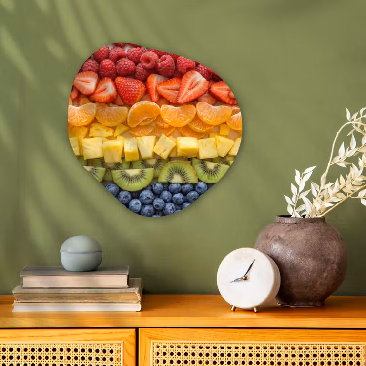 Fruit - Regenboog - Gezond - Kleurrijk Wandcirkel Organisch Forex 3mm klein -sfeer2