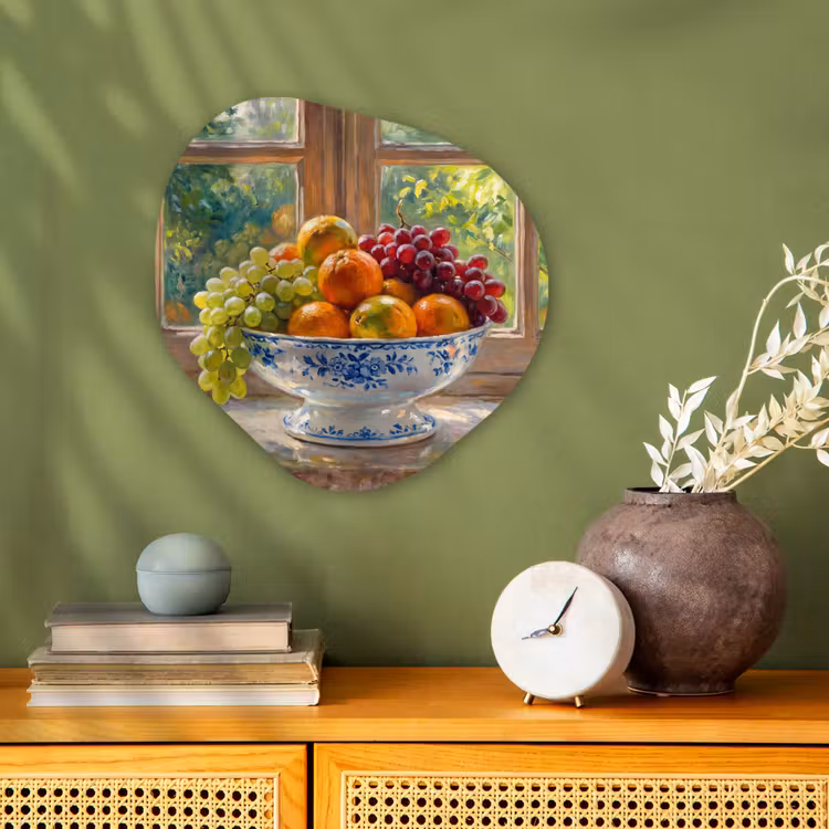 Organic - Forex - Fruit - Windowsill - Nature - Fruit - Vensterbank - Natuur Wandcirkel Organisch Forex 3mm klein