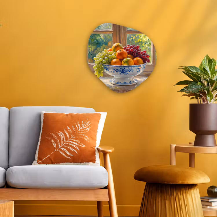Organic - Forex - Fruit - Windowsill - Nature - Fruit - Vensterbank - Natuur Wandcirkel Organisch Forex 3mm klein