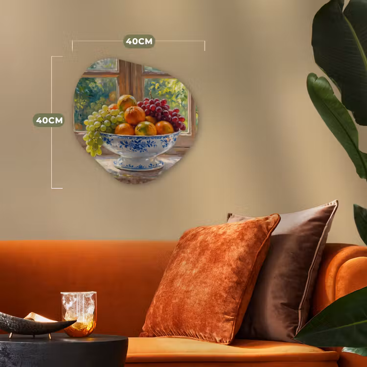 Organic - Forex - Fruit - Windowsill - Nature - Fruit - Vensterbank - Natuur Wandcirkel Organisch Forex 3mm klein