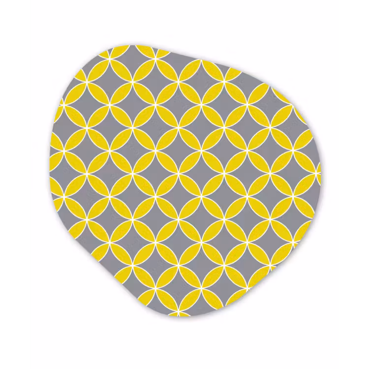 Geometrisch - Cirkels - Modern - Grijs - Geel Wandcirkel Organisch Forex 3mm klein 629 -3d