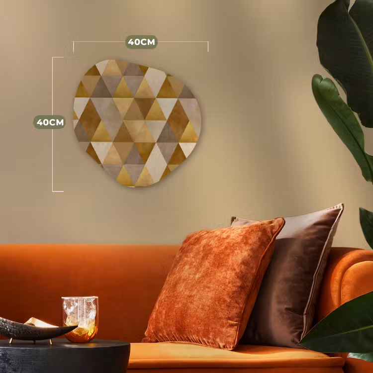Geometrisch - Driehoek - Goud Wandcirkel Organisch Forex 3mm klein 629 -sfeer3