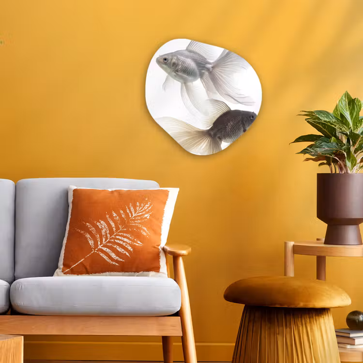 Goudvissen - Modern - Wit Wandcirkel Organisch Forex 3mm klein -sfeer4