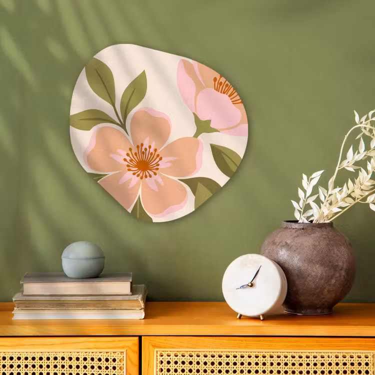 Grafisch - Bloemen - Roze Wandcirkel Organisch Forex 3mm klein -sfeer2