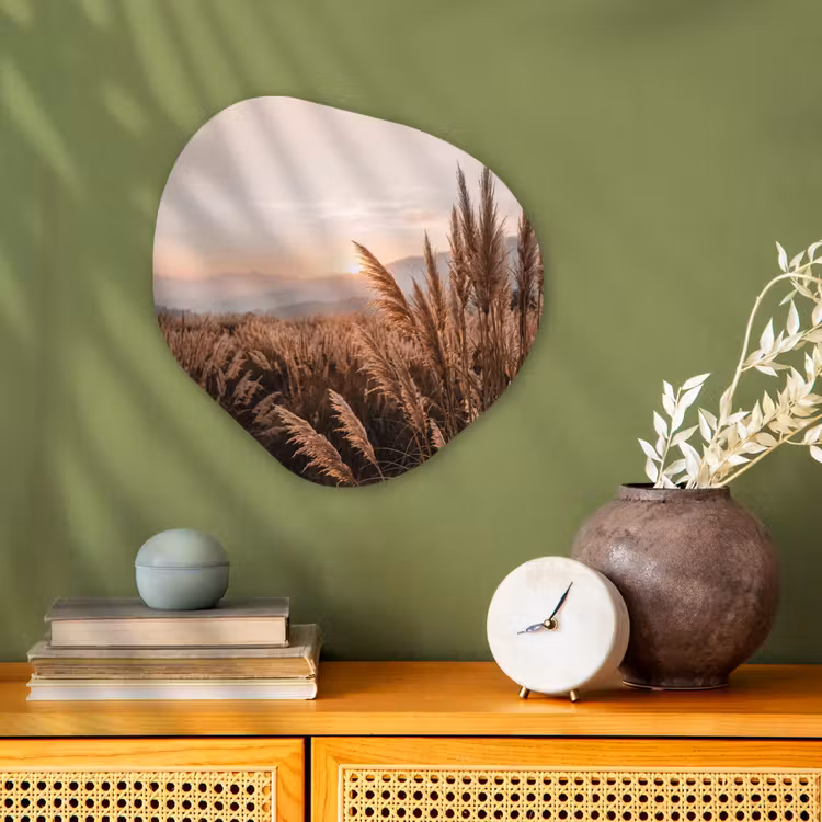 Gras - Veld - Zon - Natuur Wandcirkel Organisch Forex 3mm klein -sfeer2