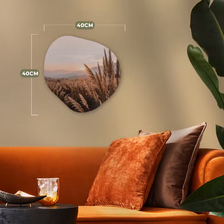 Gras - Veld - Zon - Natuur Wandcirkel Organisch Forex 3mm klein -sfeer3