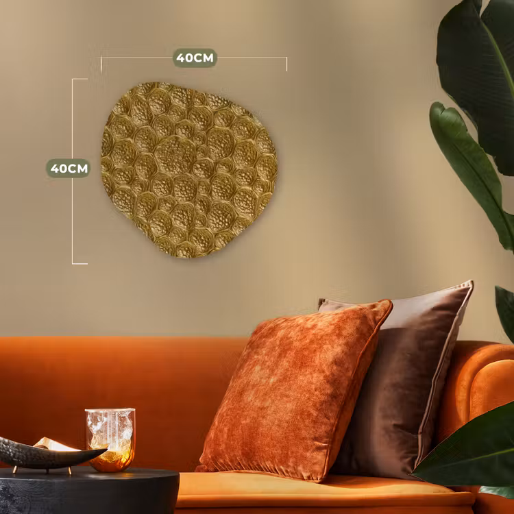Gehamerd - Mozaïek - Antiek - Goud Wandcirkel Organisch Forex 3mm klein 629 -sfeer3