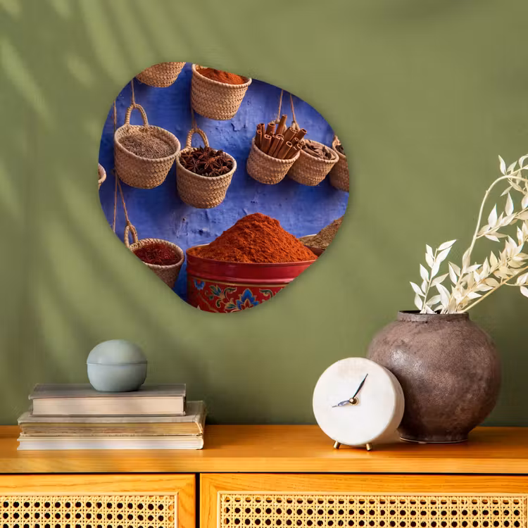 Organic - Forex - Herbs - Baskets - Market - Kruiden - Manden - Markt Wandcirkel Organisch Forex 3mm klein