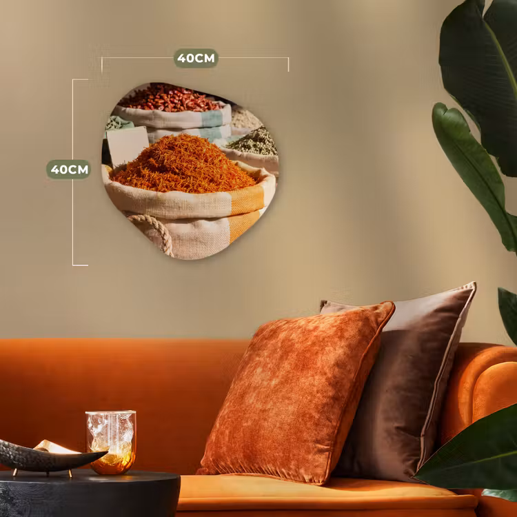 Organic - Forex - Herbs - Market - Colorful - Kruiden - Markt - Kleurrijk Wandcirkel Organisch Forex 3mm klein