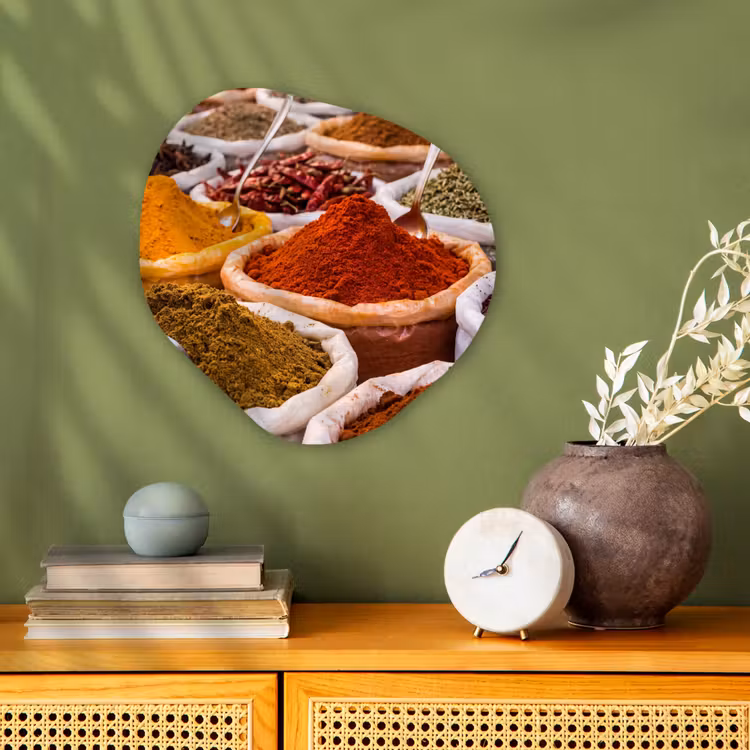 Organic - Forex - Herbs - Market - Food - Kruiden - Markt - Eten Wandcirkel Organisch Forex 3mm klein