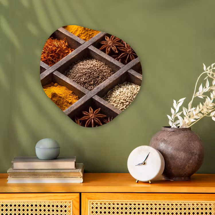 Organic - Forex - Herbs - Wood - Food - Kruiden - Houten - Eten Wandcirkel Organisch Forex 3mm klein