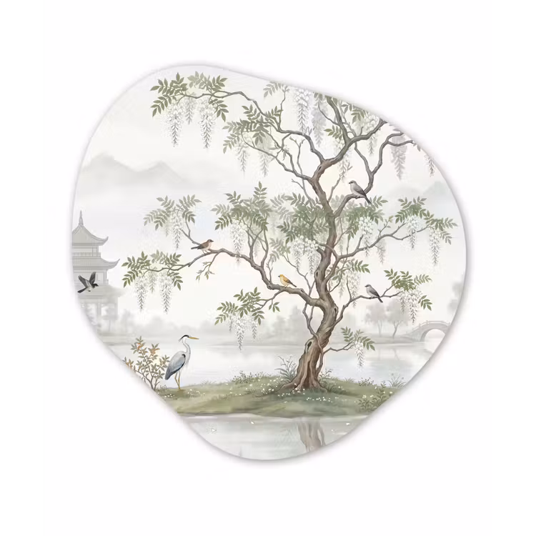 Reiger - Landschap - Groen Wandcirkel Organisch Forex 3mm klein -3d