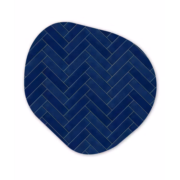 Visgraat - Wandtegel - Donkerblauw - Navy Blue Wandcirkel Organisch Forex 3mm klein 629 -3d