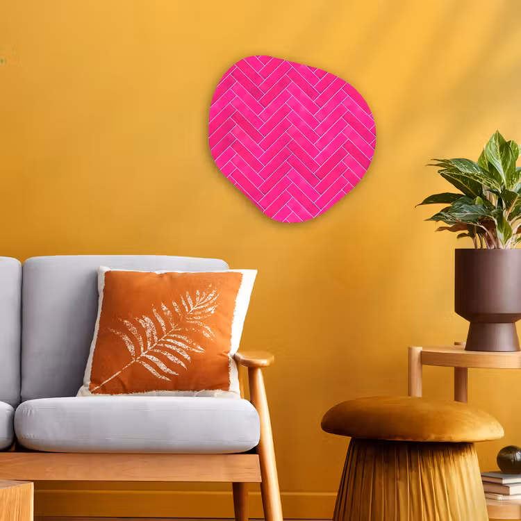 Visgraat - Wandtegel - Fuchsia - Roze Wandcirkel Organisch Forex 3mm klein 629 -sfeer4