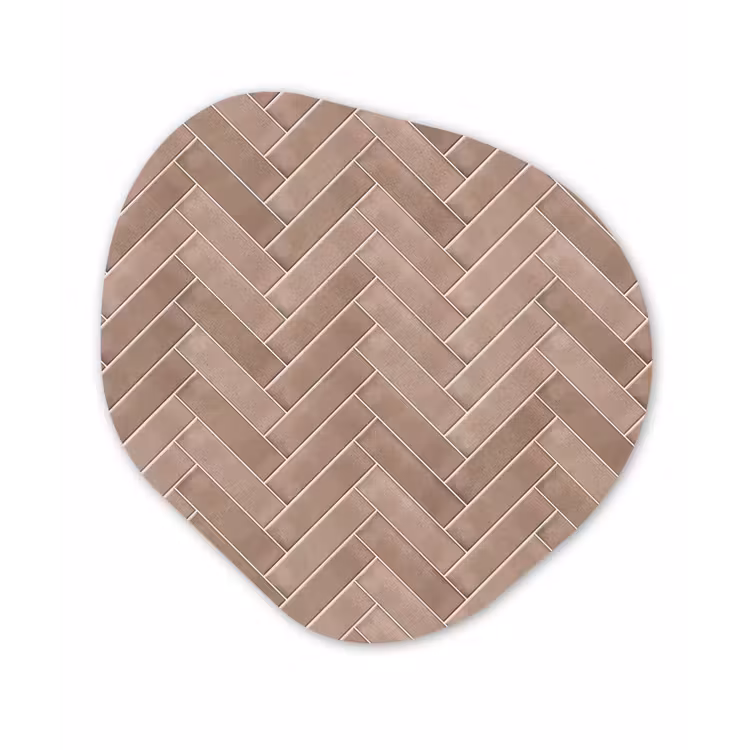 Visgraat - Wandtegel - Oudroze - Terracotta Wandcirkel Organisch Forex 3mm klein 629 -3d
