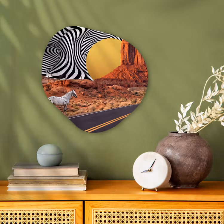 Organic - Forex - Horse - Desert - Nature - Paard - Woestijn - Natuur Wandcirkel Organisch Forex 3mm klein