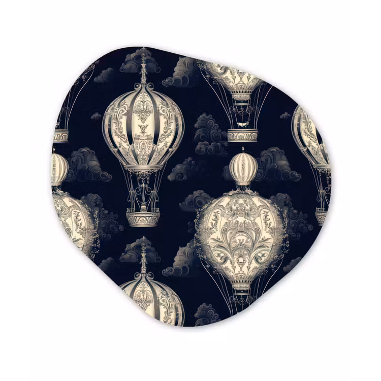 Luchtballonnen - Wolken - Patroon - Donkerblauw Wandcirkel Organisch Forex 3mm klein 629 -3d