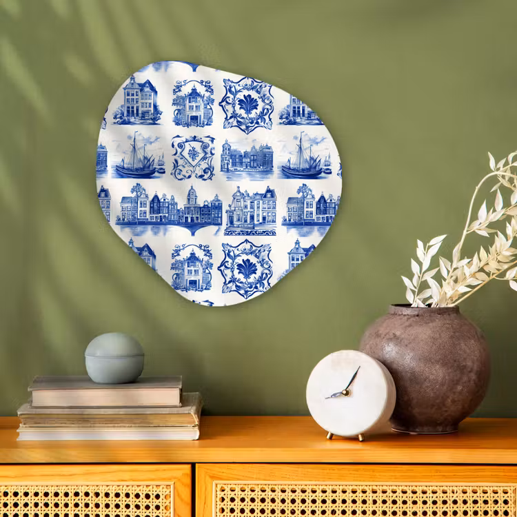 Huizen - Schepen - Blauw Wandcirkel Organisch Forex 3mm klein 629 -sfeer2