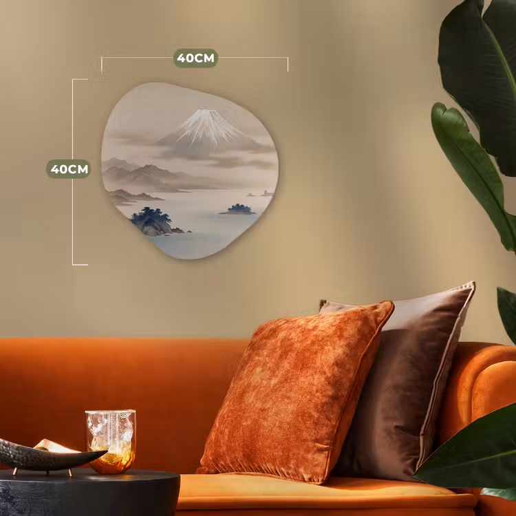 Japans - Landschap - Beige Wandcirkel Organisch Forex 3mm klein -sfeer3
