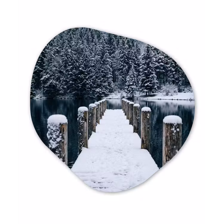 Steiger - Meer - Sneeuw - Bergen - Rustgevend Wandcirkel Organisch Forex 3mm klein -3d