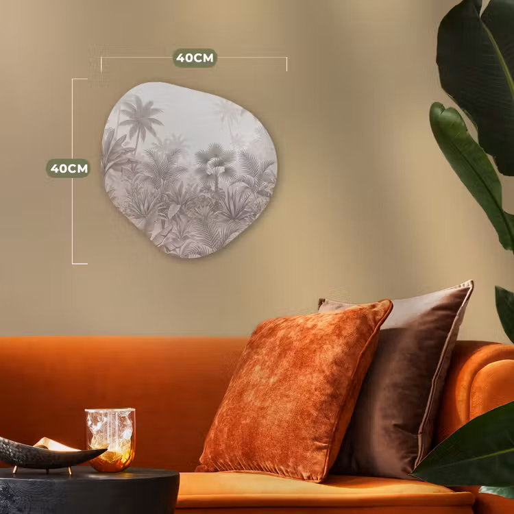 Jungle - Tropisch - Natuur -Vintage - Beige Wandcirkel Organisch Forex 3mm klein -sfeer3
