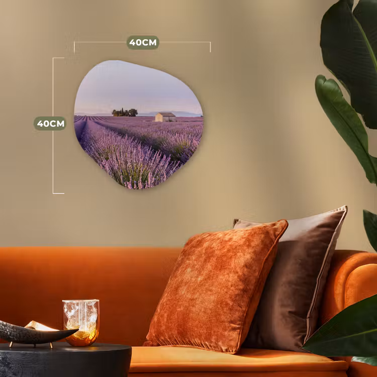 Lavendel - Landschap - Sereen - Paars Wandcirkel Organisch Forex 3mm klein -sfeer3