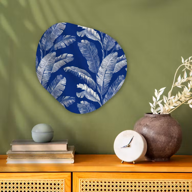 Blad - Palm - Blauw Wandcirkel Organisch Forex 3mm klein 629 -sfeer2