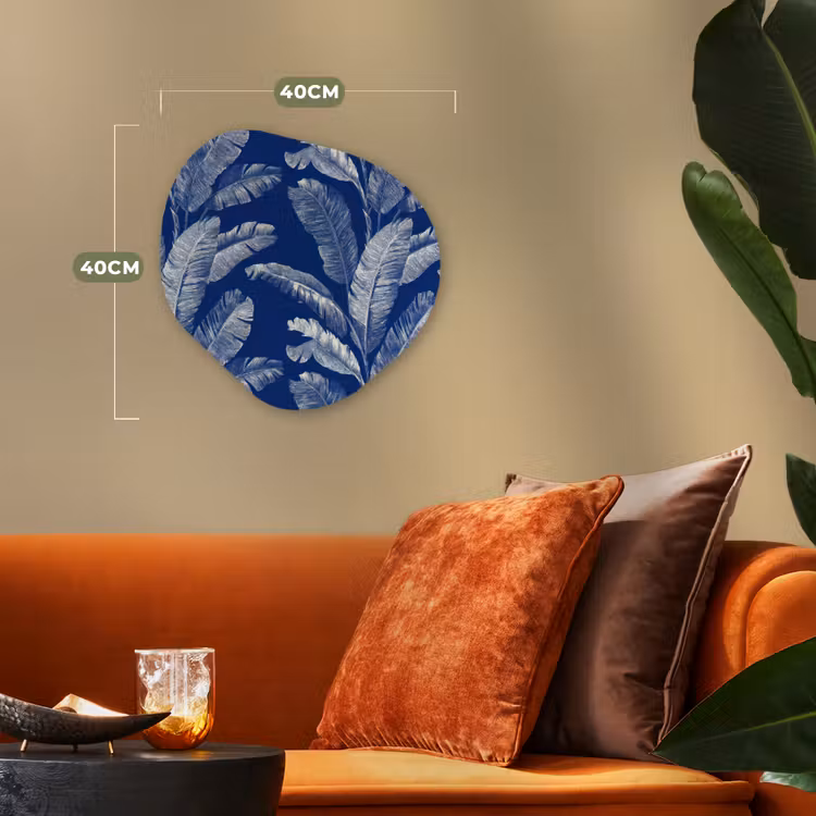 Blad - Palm - Blauw Wandcirkel Organisch Forex 3mm klein 629 -sfeer3