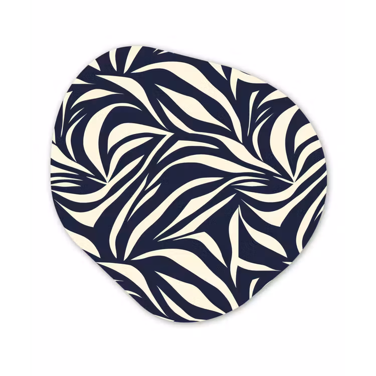 Bladvormen - Blauw - Patroon - Wit Wandcirkel Organisch Forex 3mm klein 629 -3d