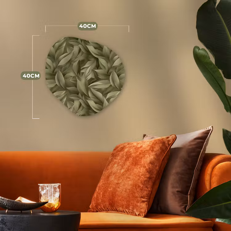 Bladeren - Modern - Groen Wandcirkel Organisch Forex 3mm klein 629 -sfeer3