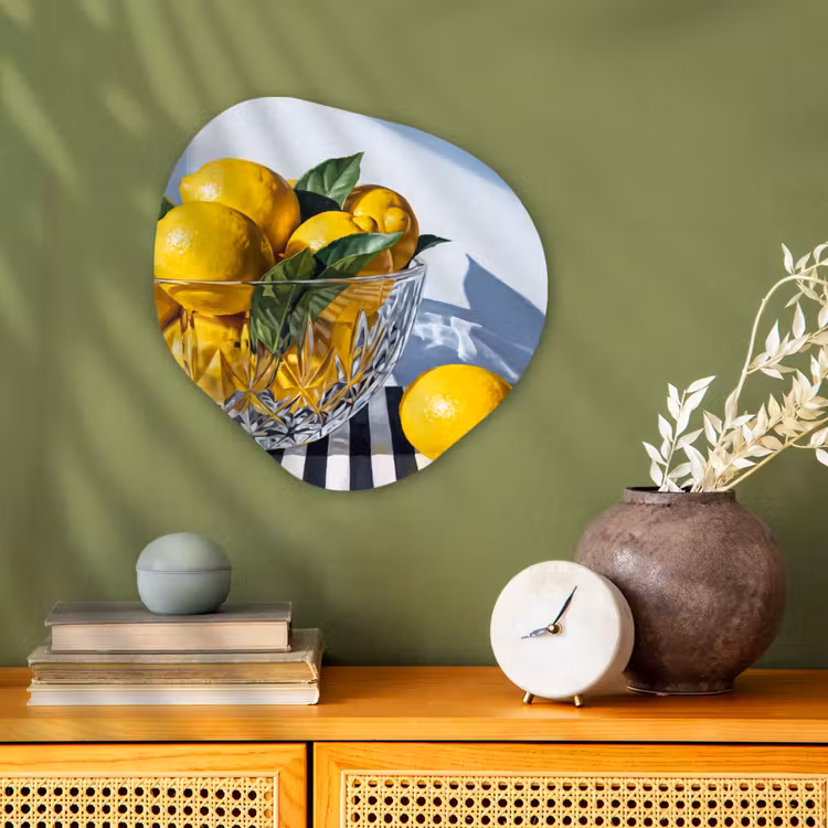 Organic - Forex - Lemons - Fruit - Yellow - Citroenen - Fruit - Geel Wandcirkel Organisch Forex 3mm klein