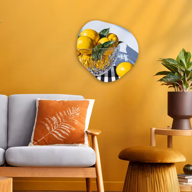 Organic - Forex - Lemons - Fruit - Yellow - Citroenen - Fruit - Geel Wandcirkel Organisch Forex 3mm klein