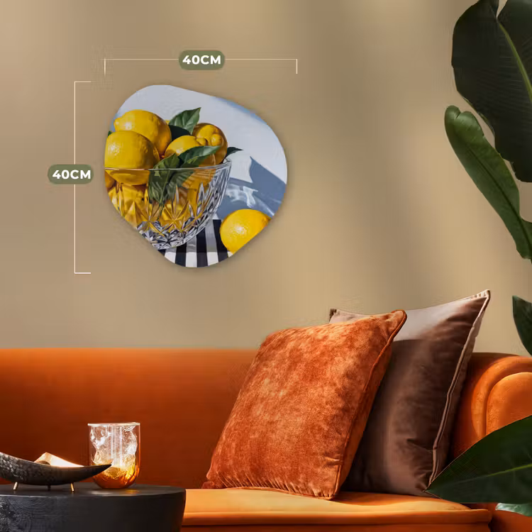 Organic - Forex - Lemons - Fruit - Yellow - Citroenen - Fruit - Geel Wandcirkel Organisch Forex 3mm klein