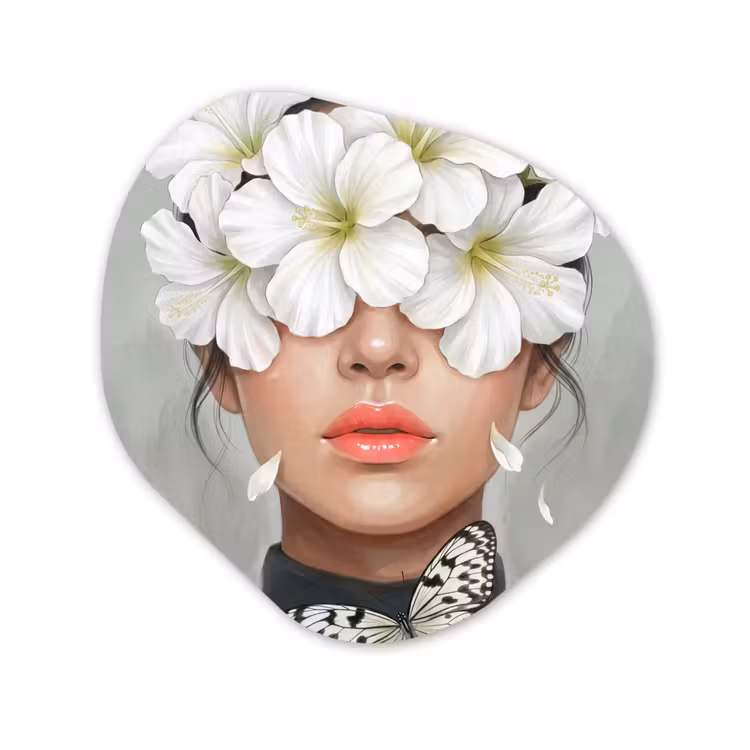 Lelies - Portret - Wit Wandcirkel Organisch Forex 3mm klein -3d