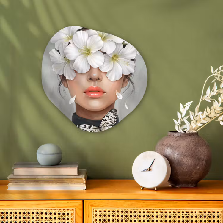 Lelies - Portret - Wit Wandcirkel Organisch Forex 3mm klein -sfeer2