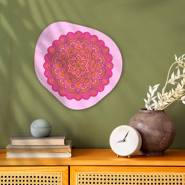 Mandala - Cirkel - Spiritueel - Oosters - Roze Wandcirkel Organisch Forex 3mm klein -sfeer2