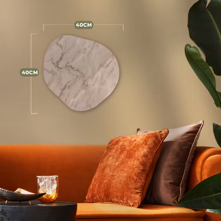 Marmer - Patroon - Abstract - Modern - Beige Wandcirkel Organisch Forex 3mm klein -sfeer3